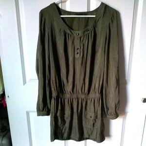 Olive green silky tunic